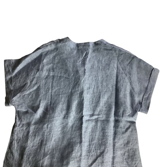 Charter Club Womens Button Up Tie Front Linen Shirt Solid Blue Ocean Small - Picture 14 of 16